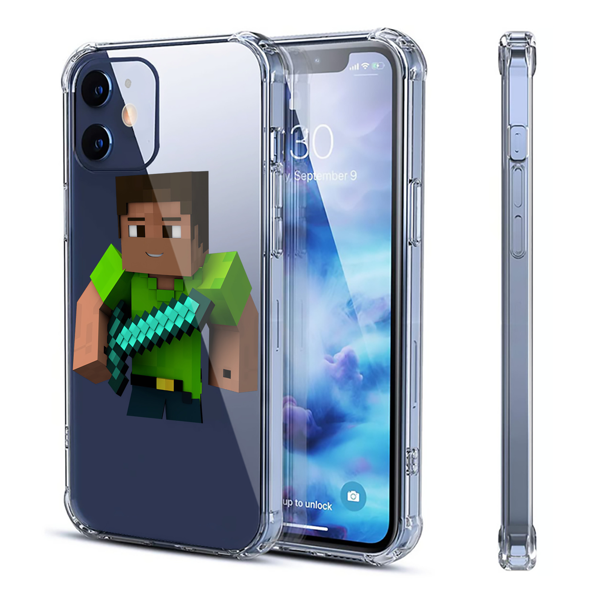 （画像用） マインクラフト ブロックの世界 Minecraft MC Block world 【iPhone 12シリーズ対応】透明スマホケース（クリアソフトケース）